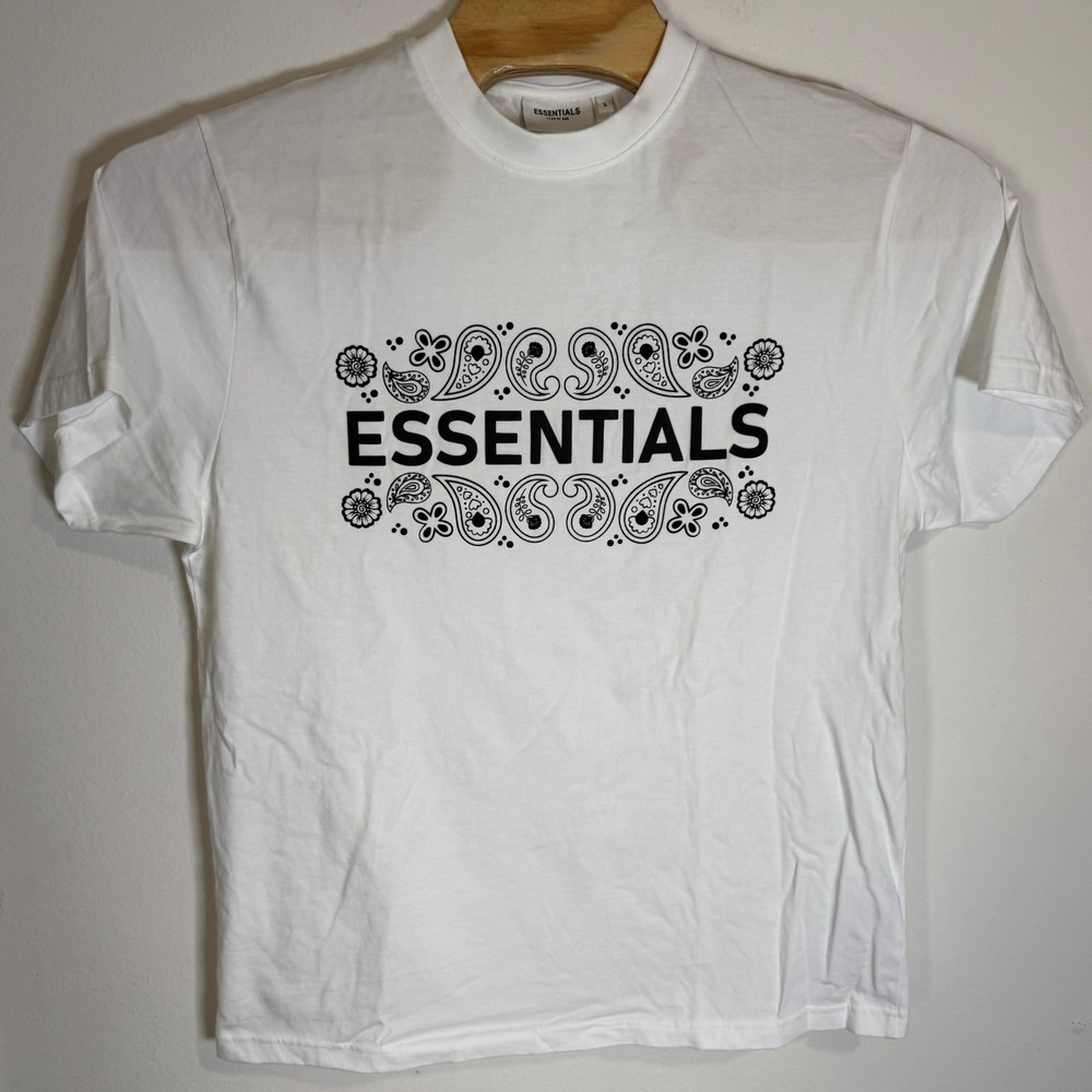 Essentials Fear of God Graphic Print‎ T-Shirt Crew Neck Short Sleeve White L